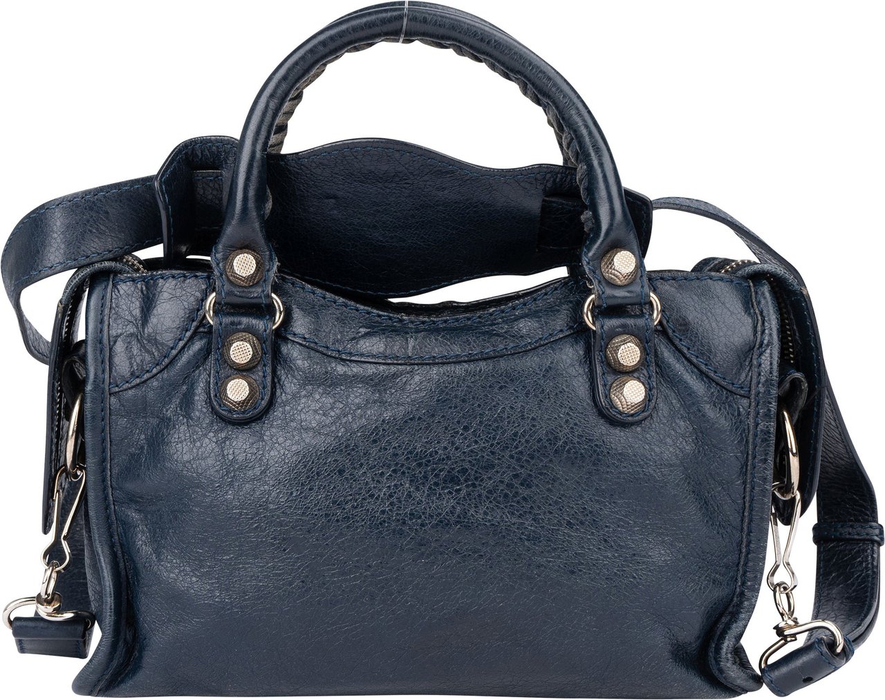 Balenciaga Balenciaga Blue Leather Mini City Handbag Blauw