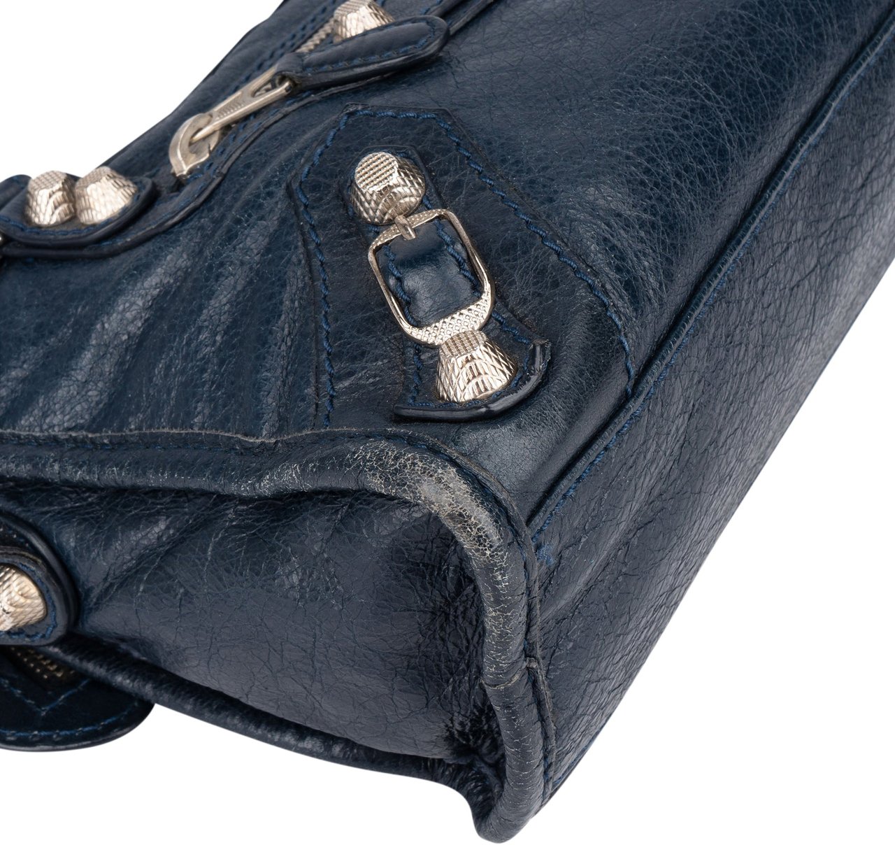 Balenciaga Balenciaga Blue Leather Mini City Handbag Blauw