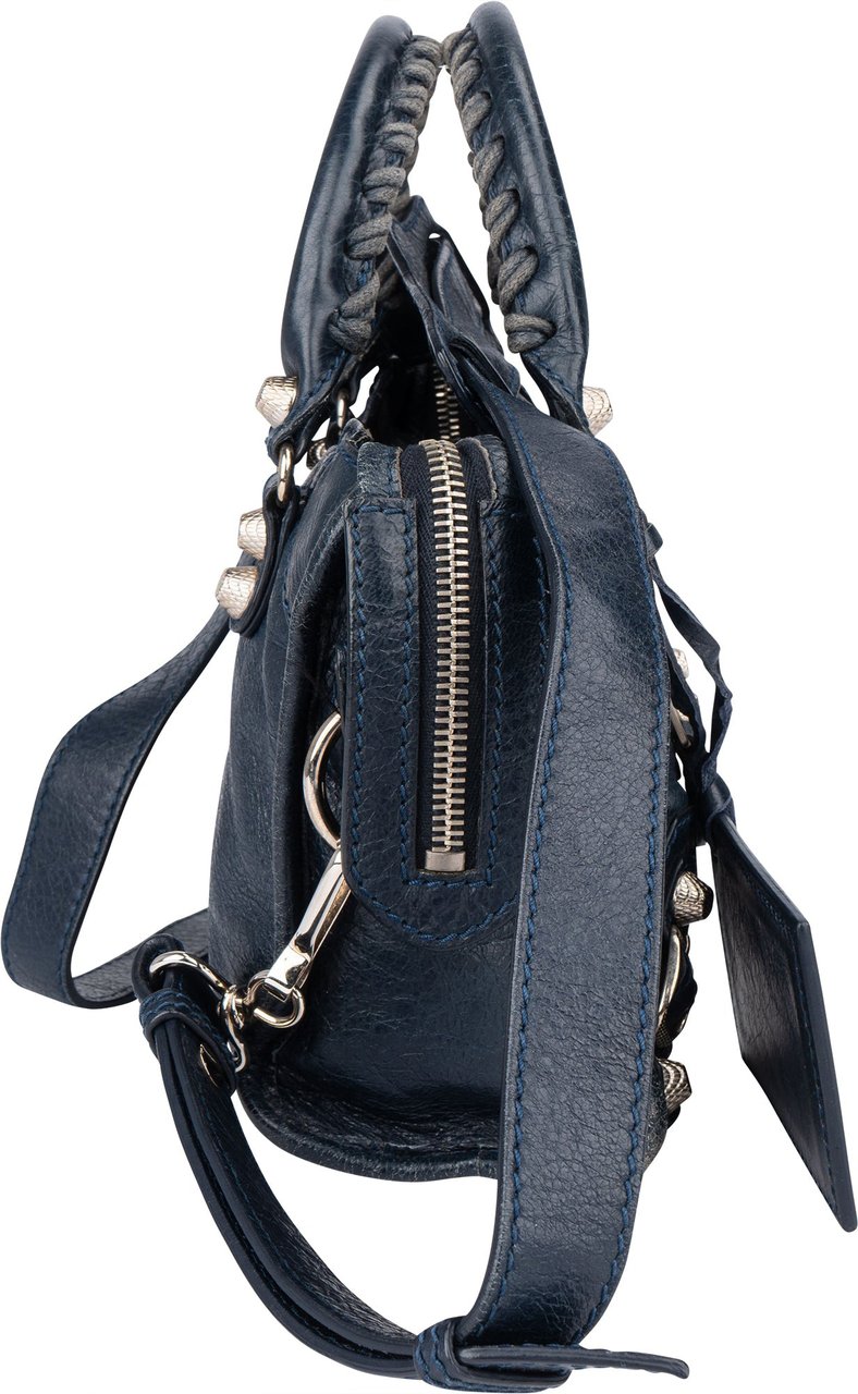 Balenciaga Balenciaga Blue Leather Mini City Handbag Blauw