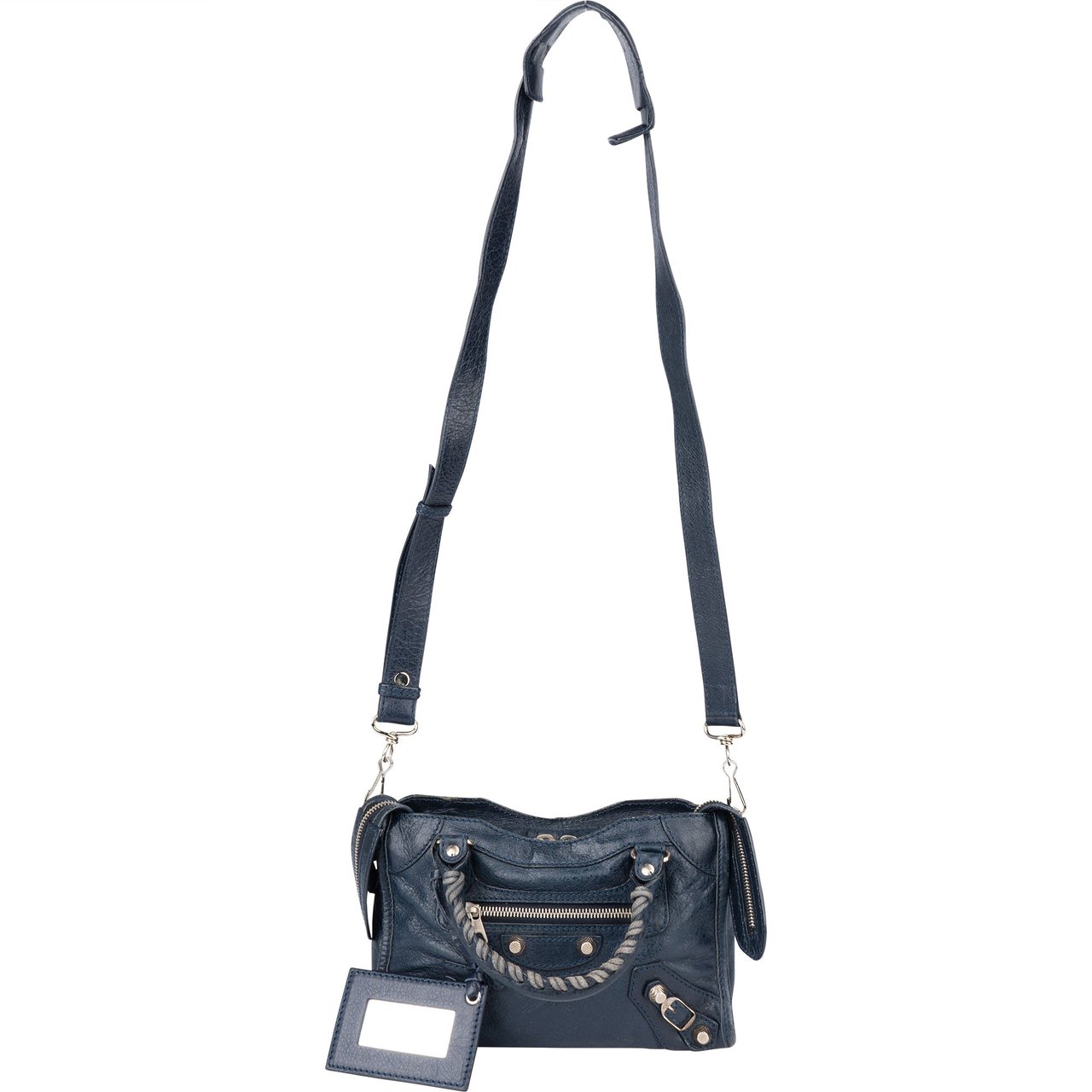 Balenciaga Balenciaga Blue Leather Mini City Handbag Blauw