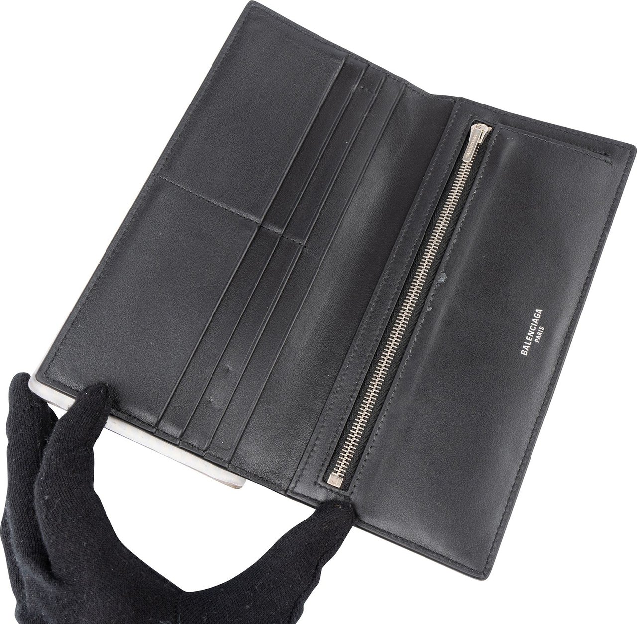 Balenciaga Leather Passport Holder Wallet Zwart