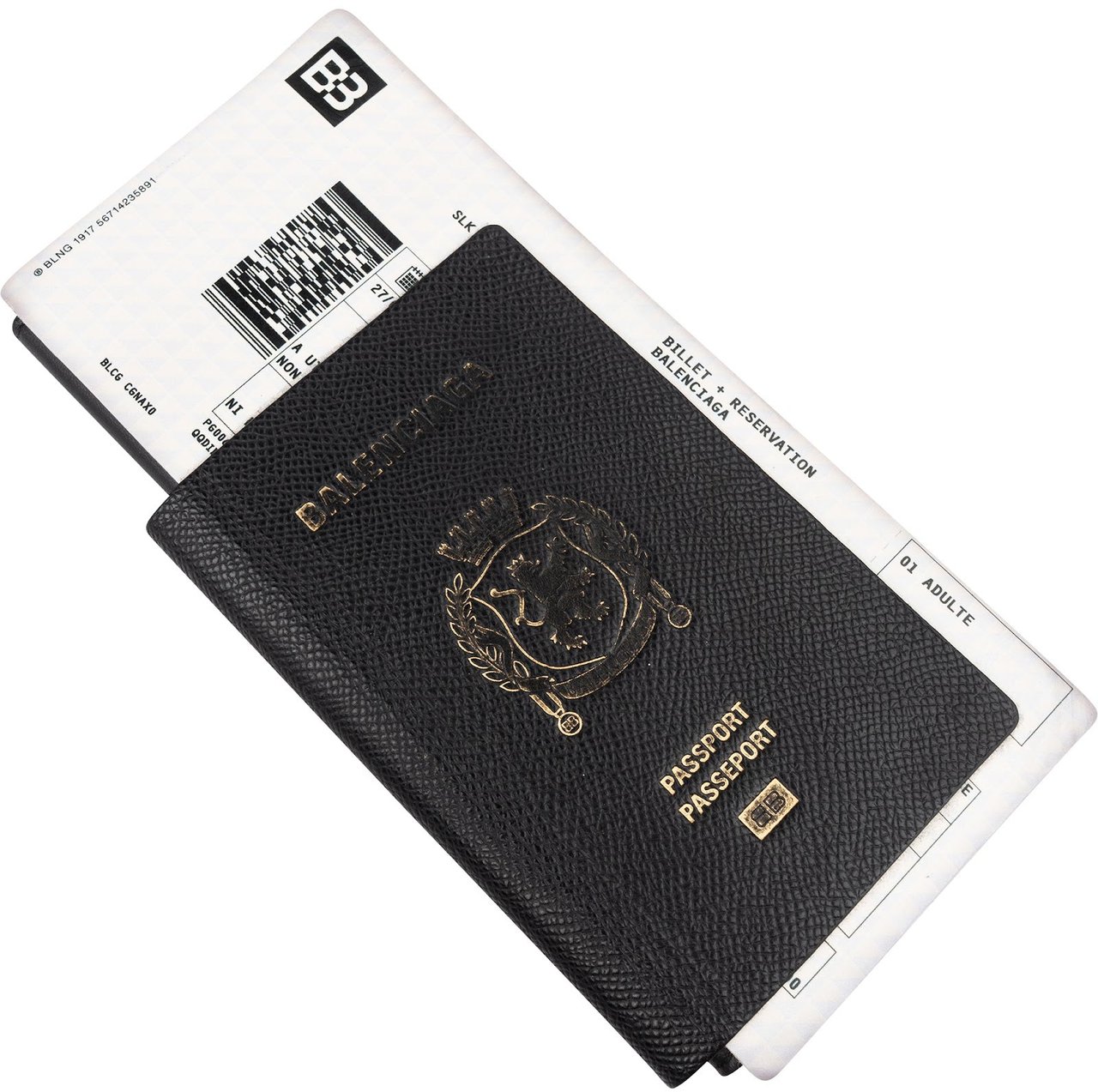 Balenciaga Leather Passport Holder Wallet Zwart