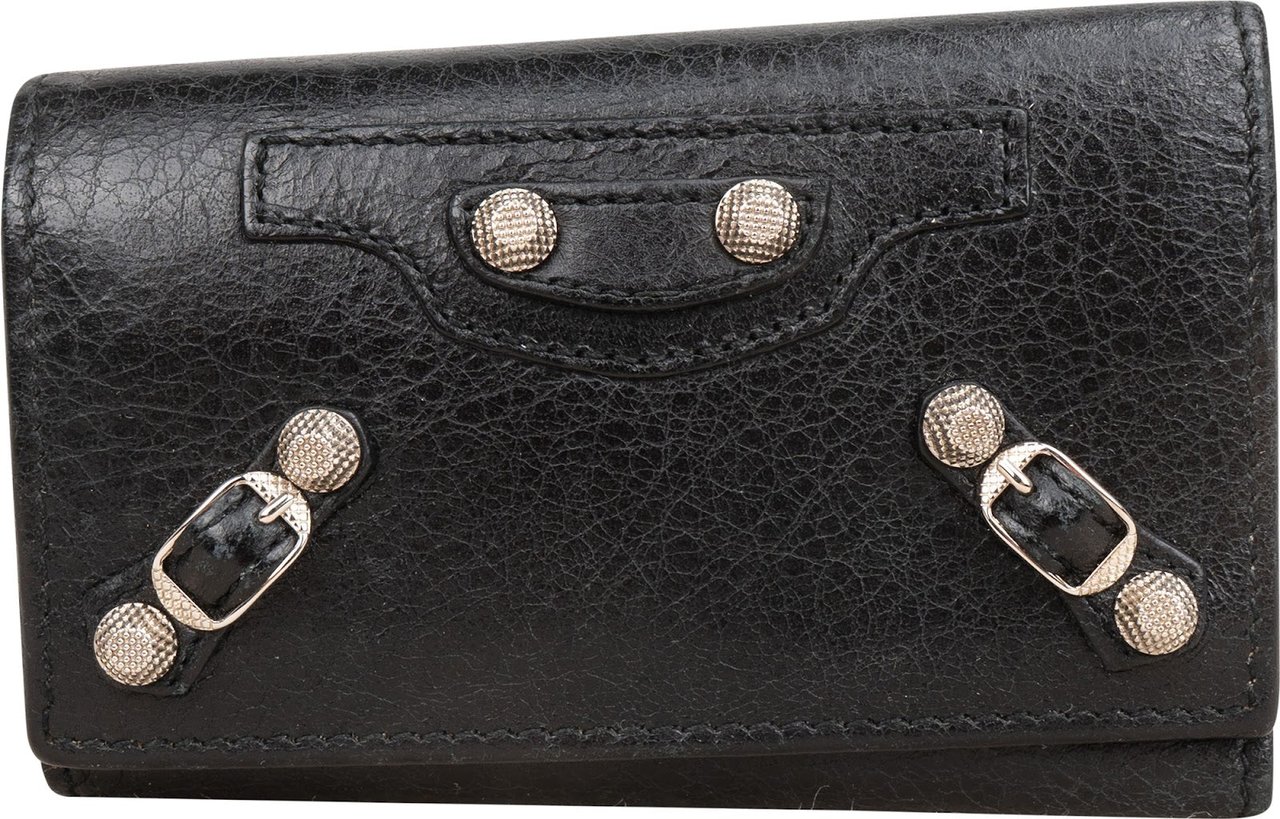 Balenciaga Black Leather Classic Key Holder Zwart