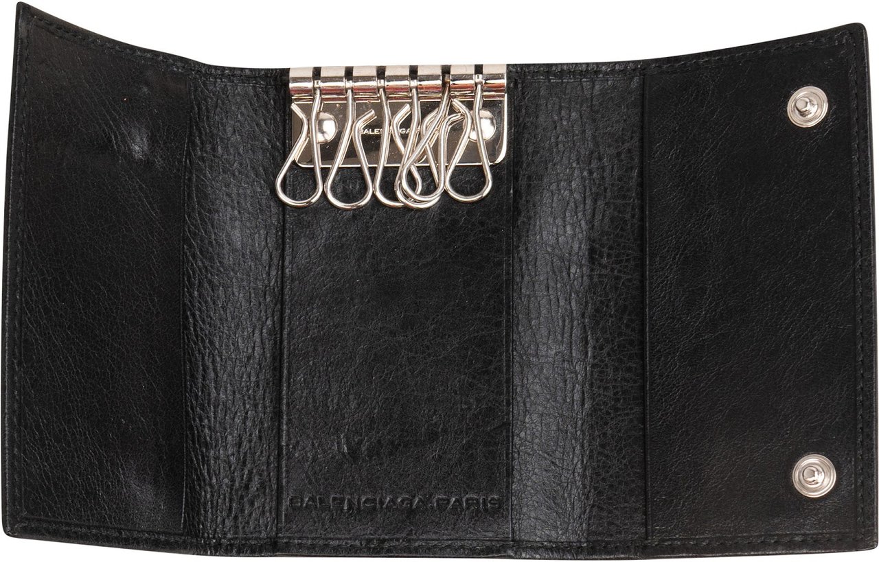 Balenciaga Black Leather Classic Key Holder Zwart