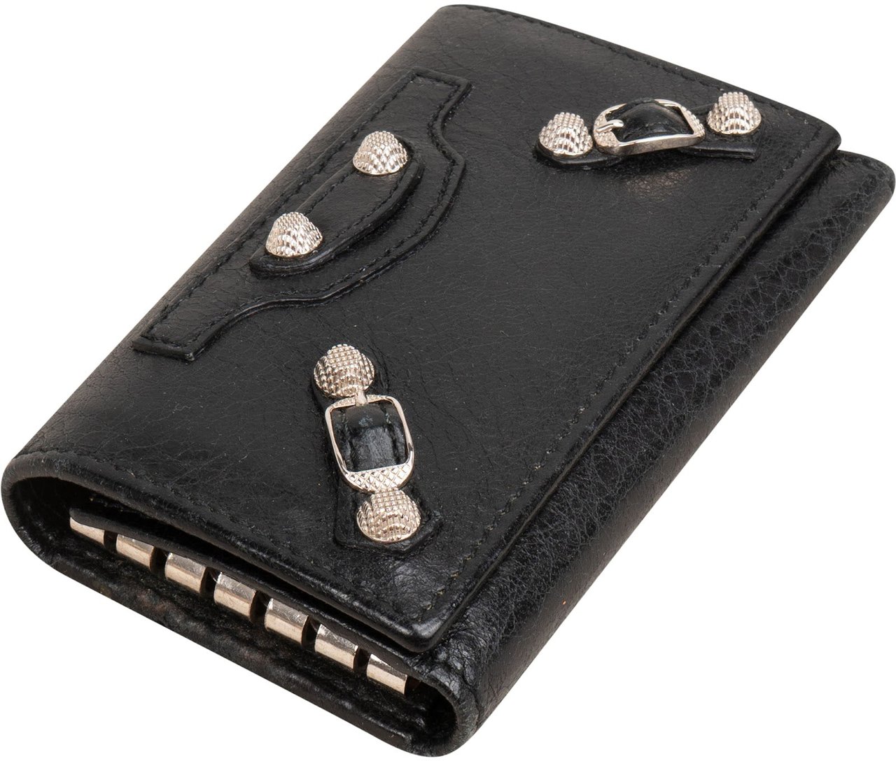 Balenciaga Black Leather Classic Key Holder Zwart