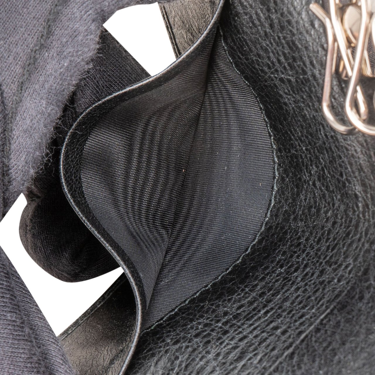 Balenciaga Black Leather Classic Key Holder Zwart