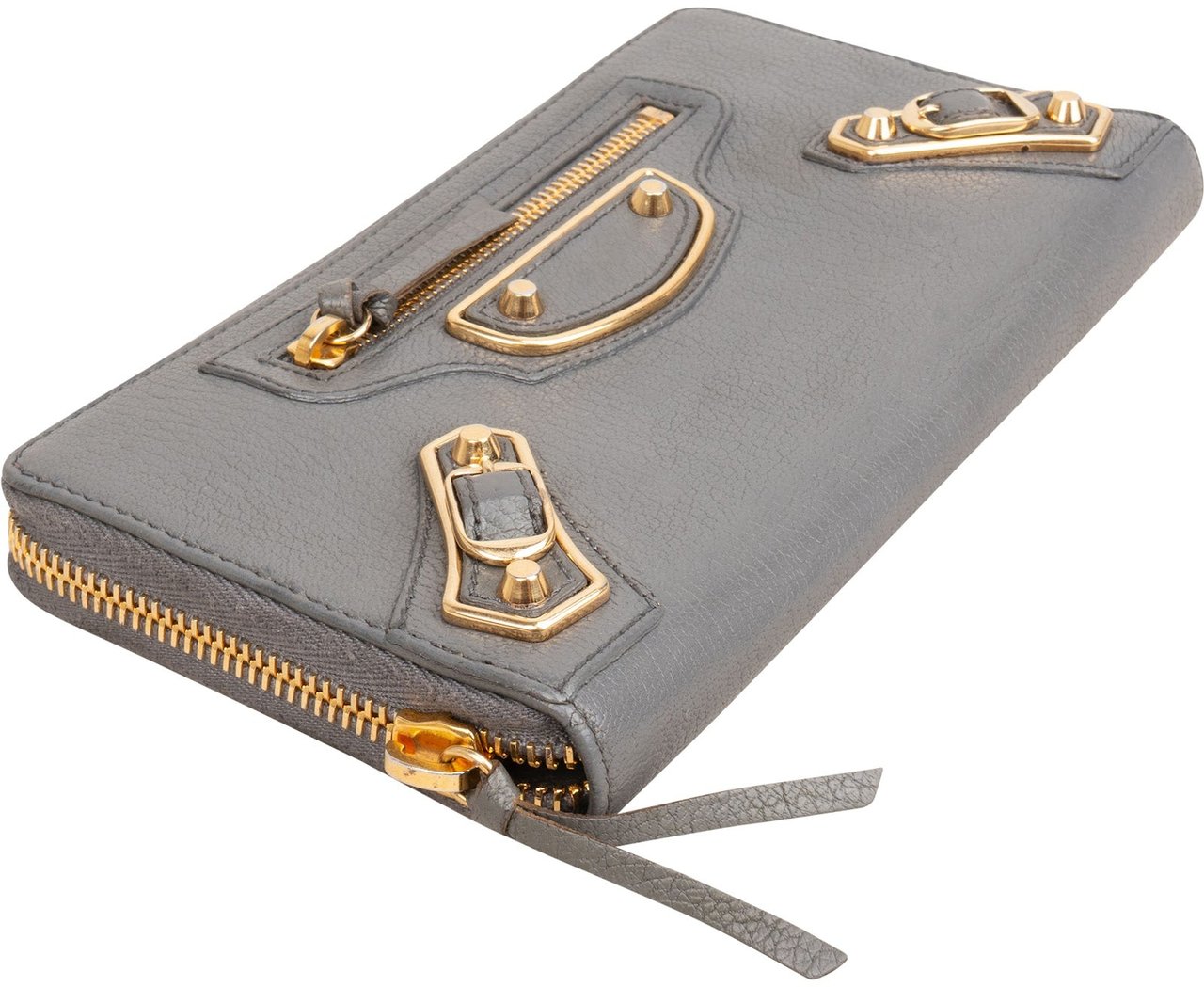 Balenciaga Grey Classic Leather Zip Wallet Divers
