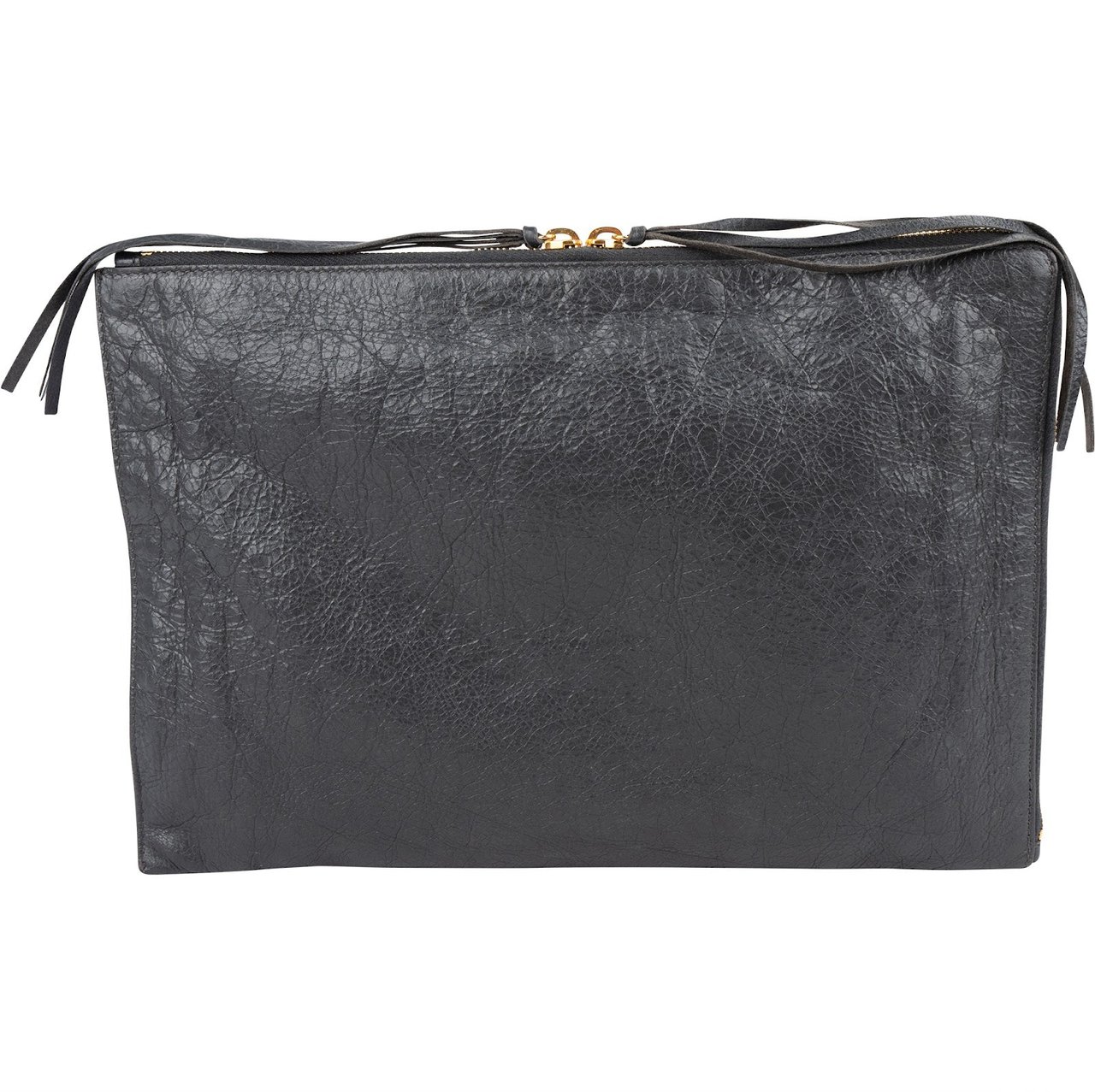 Balenciaga Leather Classic Arena Laptop Case Clutch Zwart