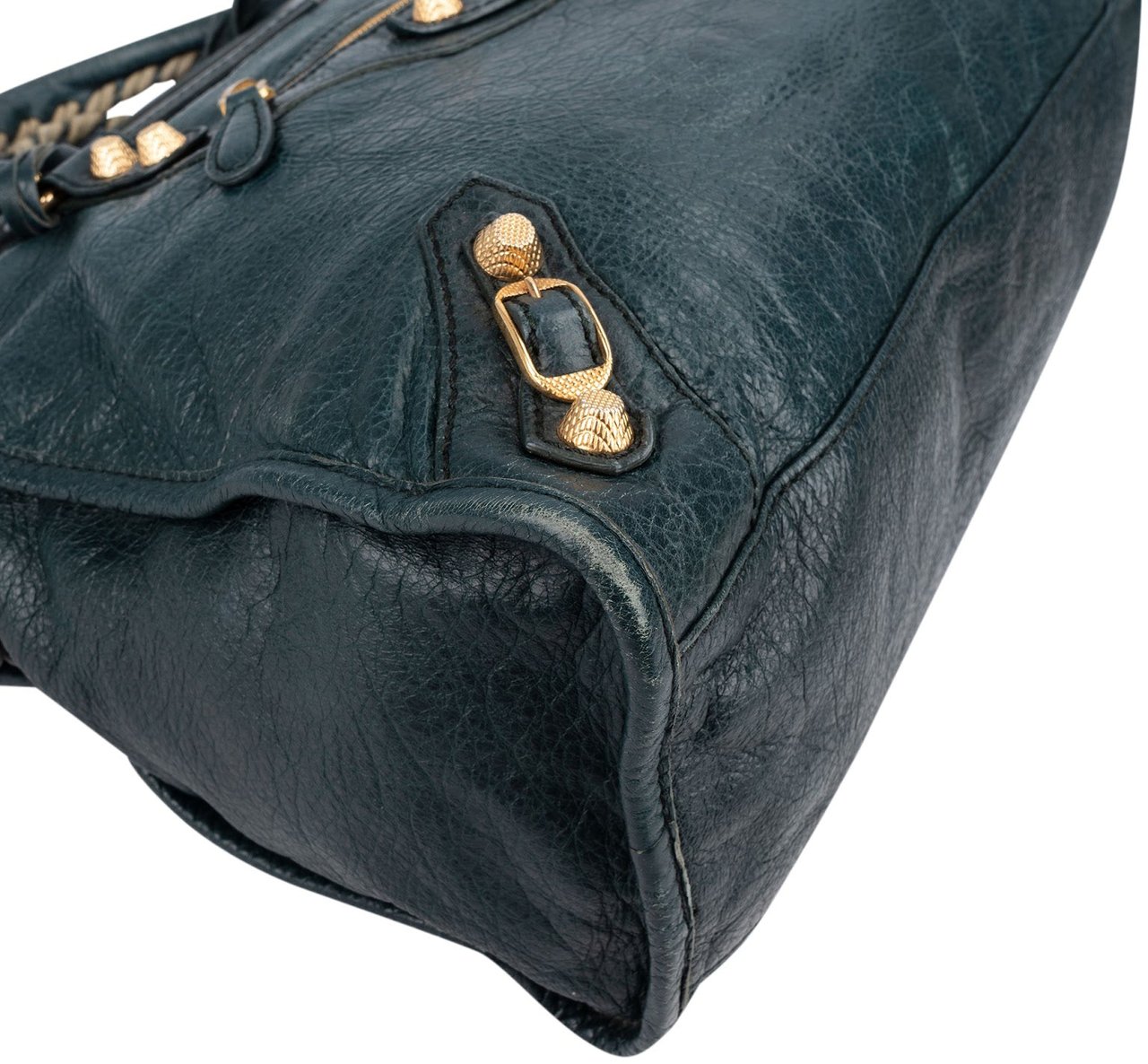 Balenciaga Petrol Leather City Handbag Groen