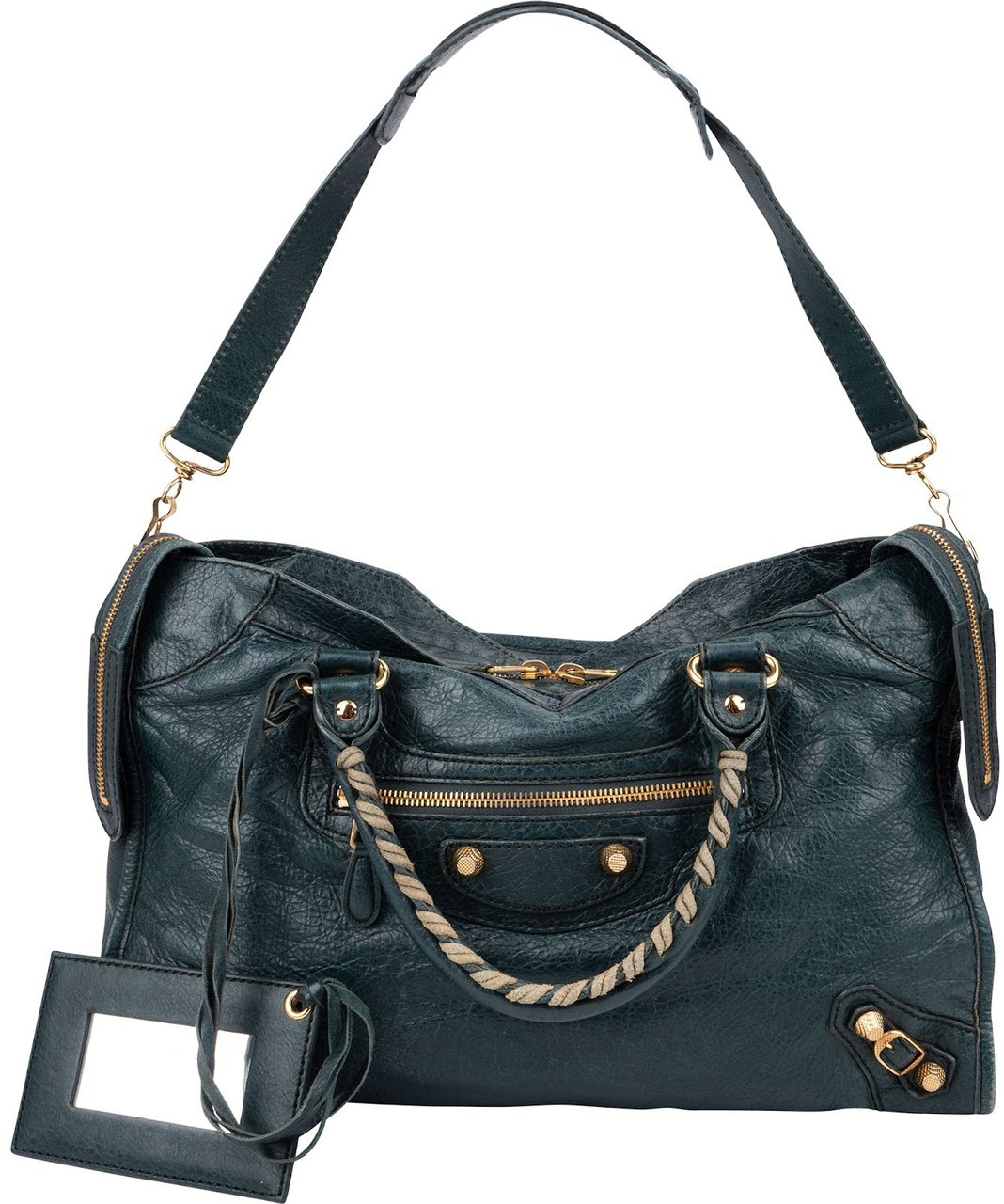 Balenciaga Petrol Leather City Handbag Groen