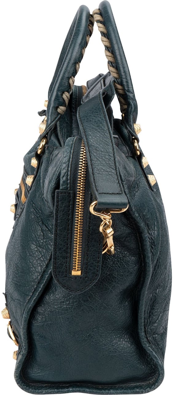 Balenciaga Petrol Leather City Handbag Groen