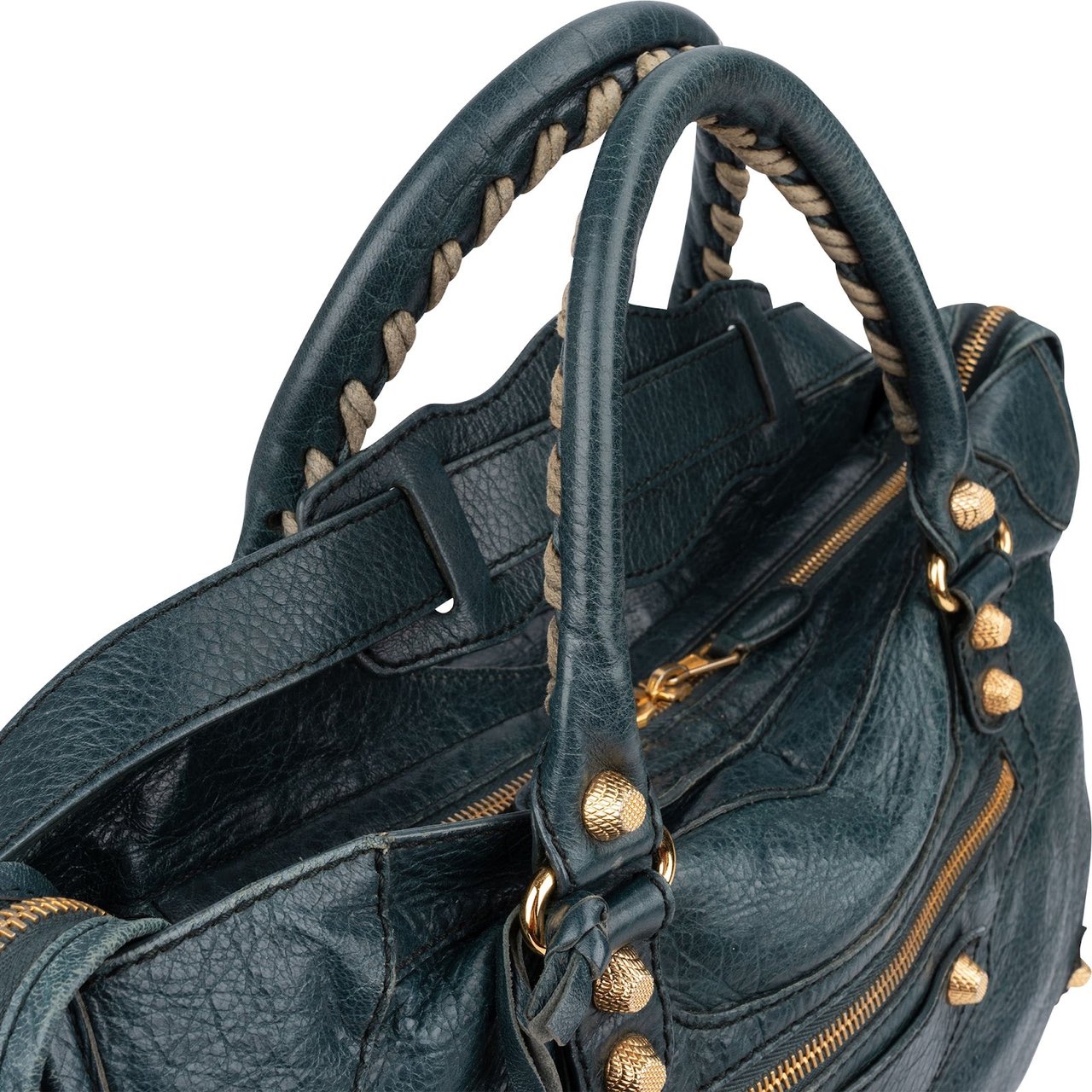 Balenciaga Petrol Leather City Handbag Groen