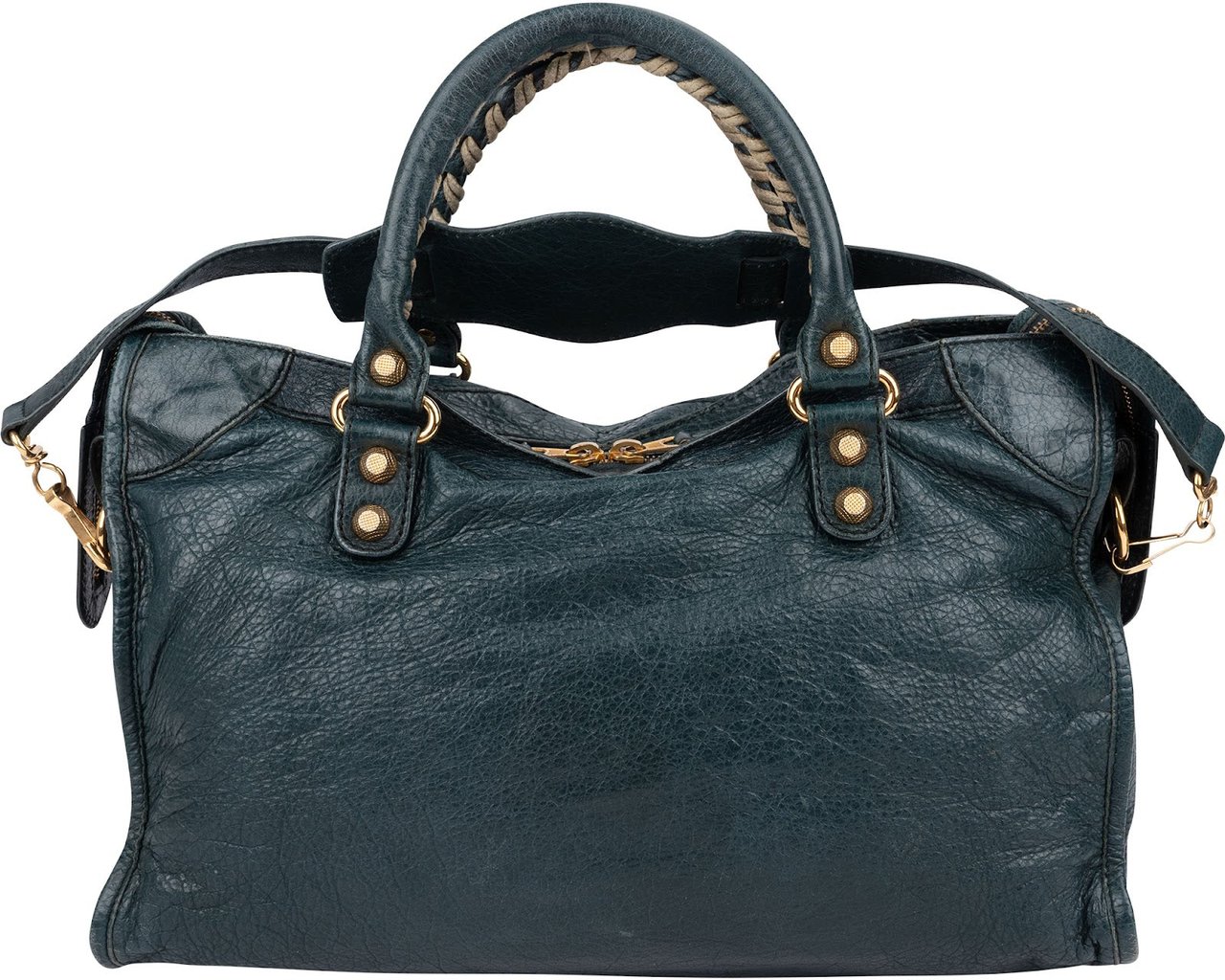 Balenciaga Petrol Leather City Handbag Groen
