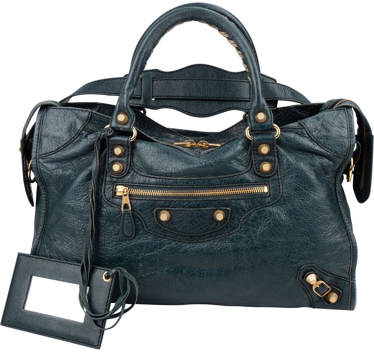 Balenciaga Petrol Leather City Handbag Groen