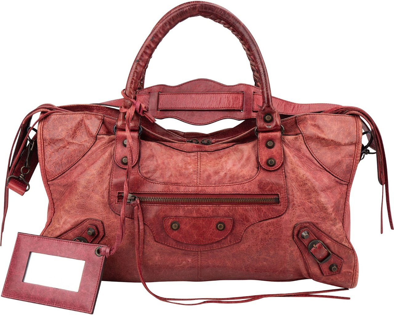 Balenciaga Red Leather Classic City Handbag Rood