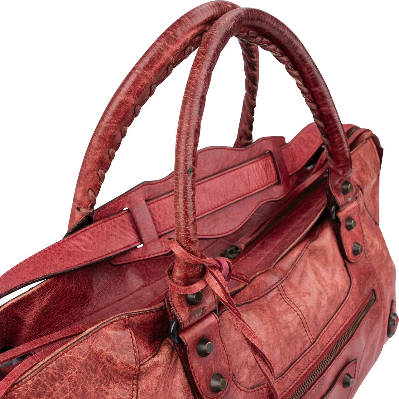 Balenciaga Red Leather Classic City Handbag Rood