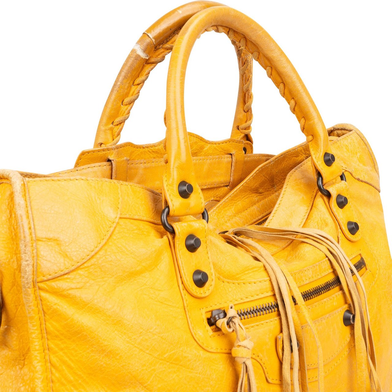 Balenciaga Yellow Leather City Handbag Geel