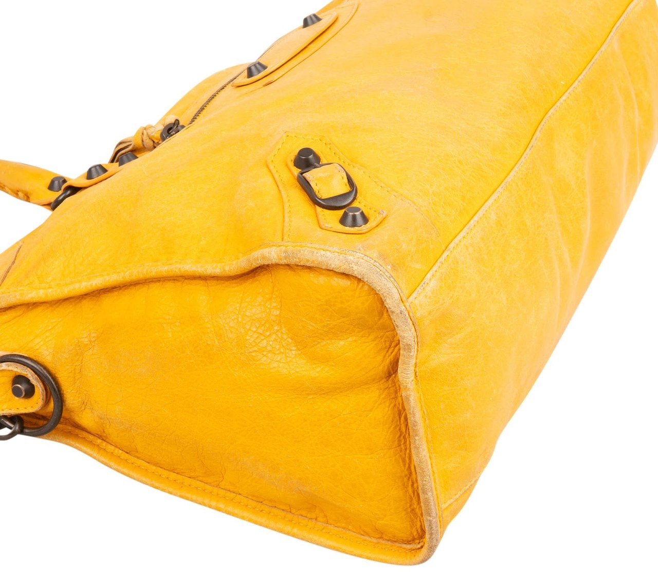 Balenciaga Yellow Leather City Handbag Geel