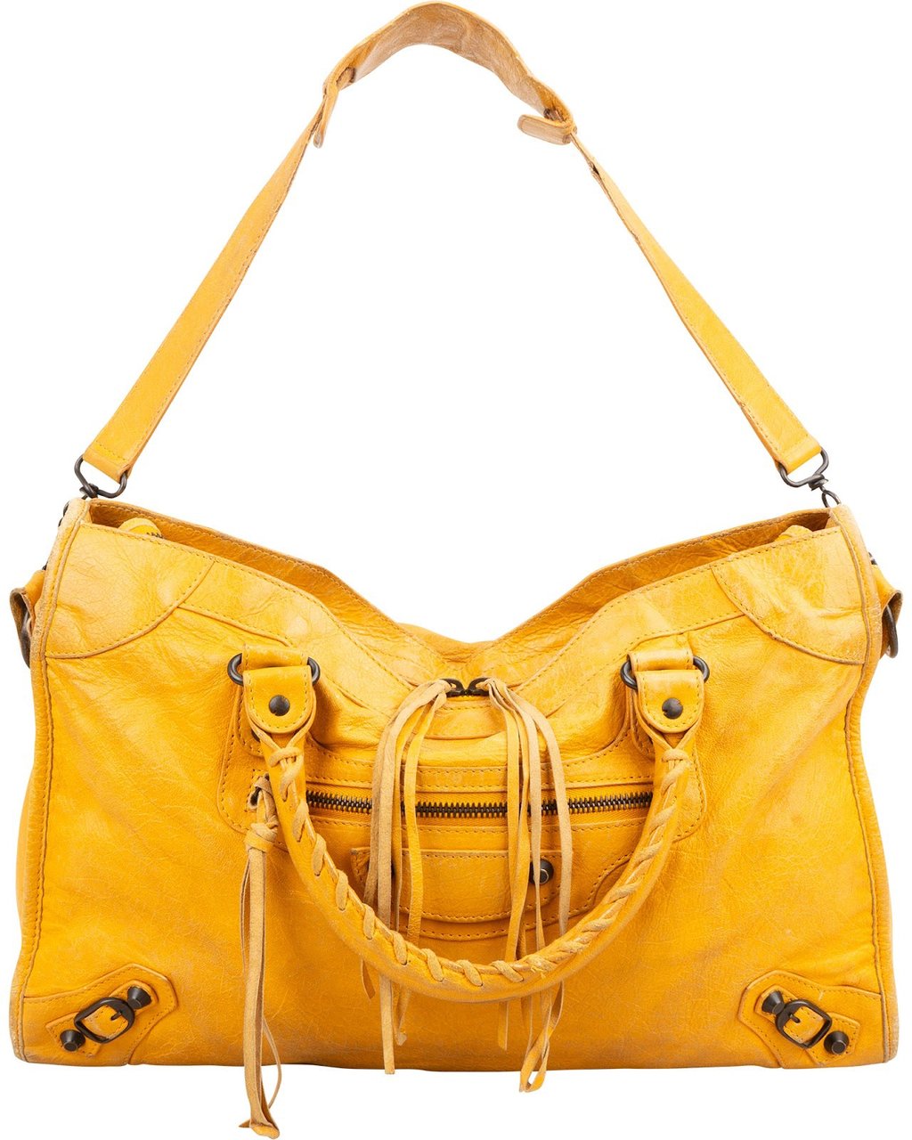 Balenciaga Yellow Leather City Handbag Geel