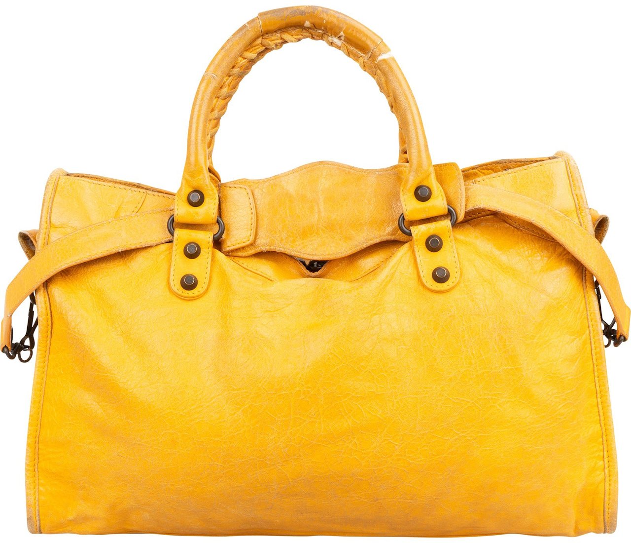 Balenciaga Yellow Leather City Handbag Geel