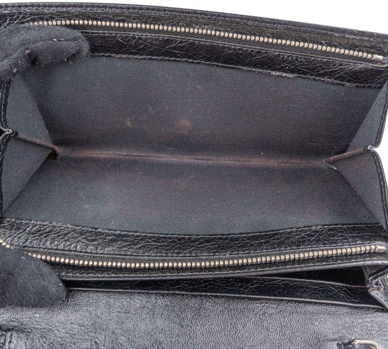 Balenciaga Black Leather Classic City Wallet On Strap Shoulder Bag Zwart
