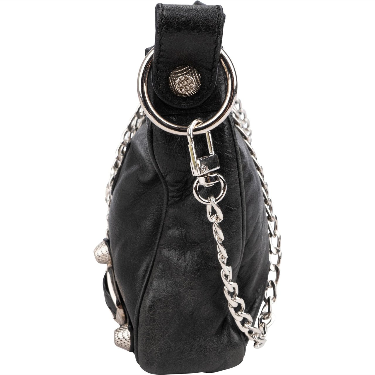 Balenciaga Black Leather City Mini Pochette Crossbody Bag Zwart