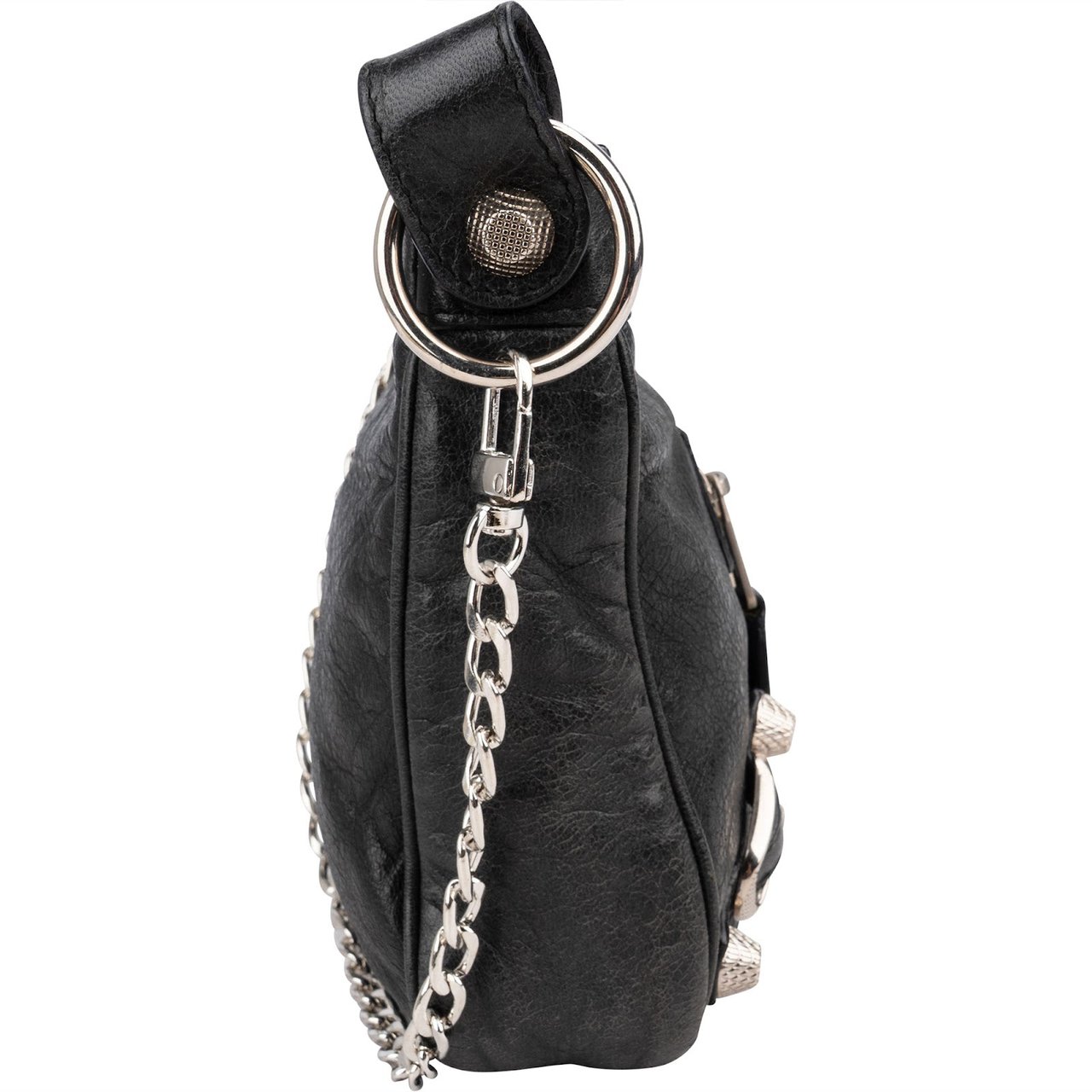 Balenciaga Black Leather City Mini Pochette Crossbody Bag Zwart
