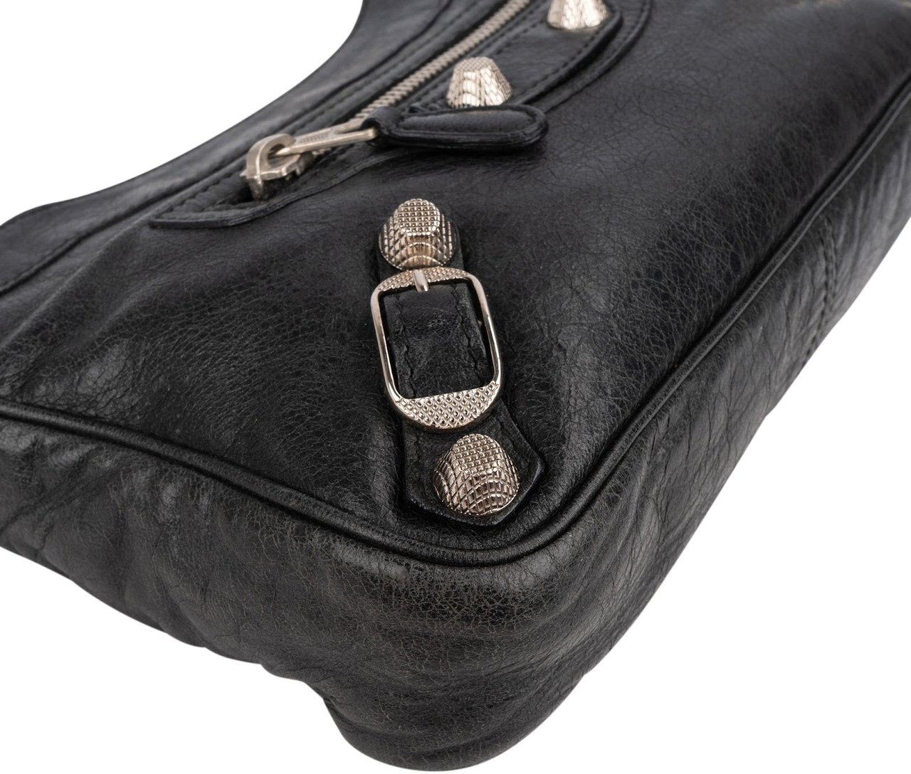 Balenciaga Black Leather City Mini Pochette Crossbody Bag Zwart