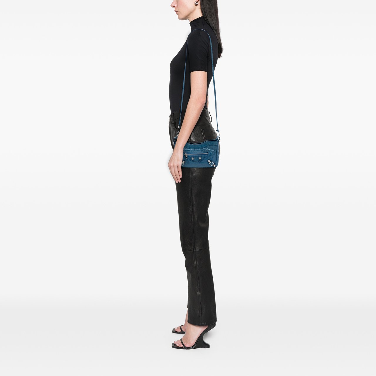 Balenciaga Lambskin Motocross Giant 12 Hip Crossbody Blauw