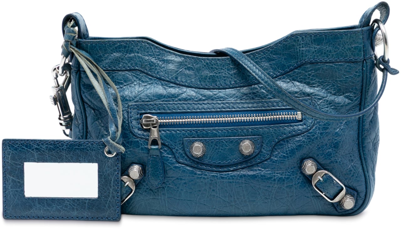 Balenciaga Lambskin Motocross Giant 12 Hip Crossbody Blauw