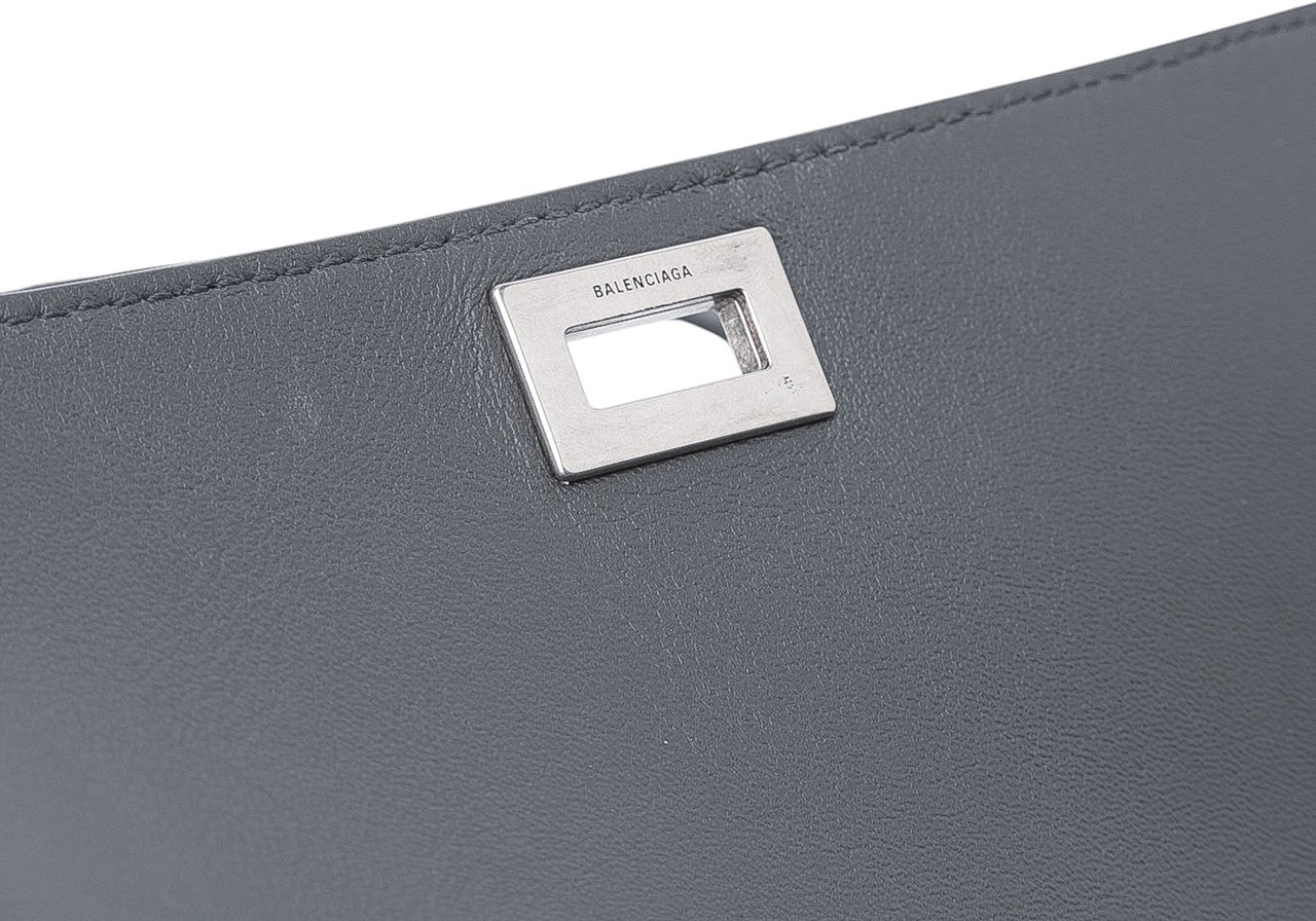Balenciaga Small Smooth Calfskin Bel Air Clutch On Strap Grijs