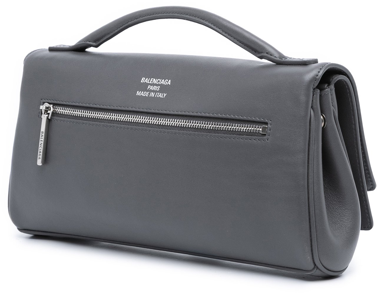 Balenciaga Small Smooth Calfskin Bel Air Clutch On Strap Grijs