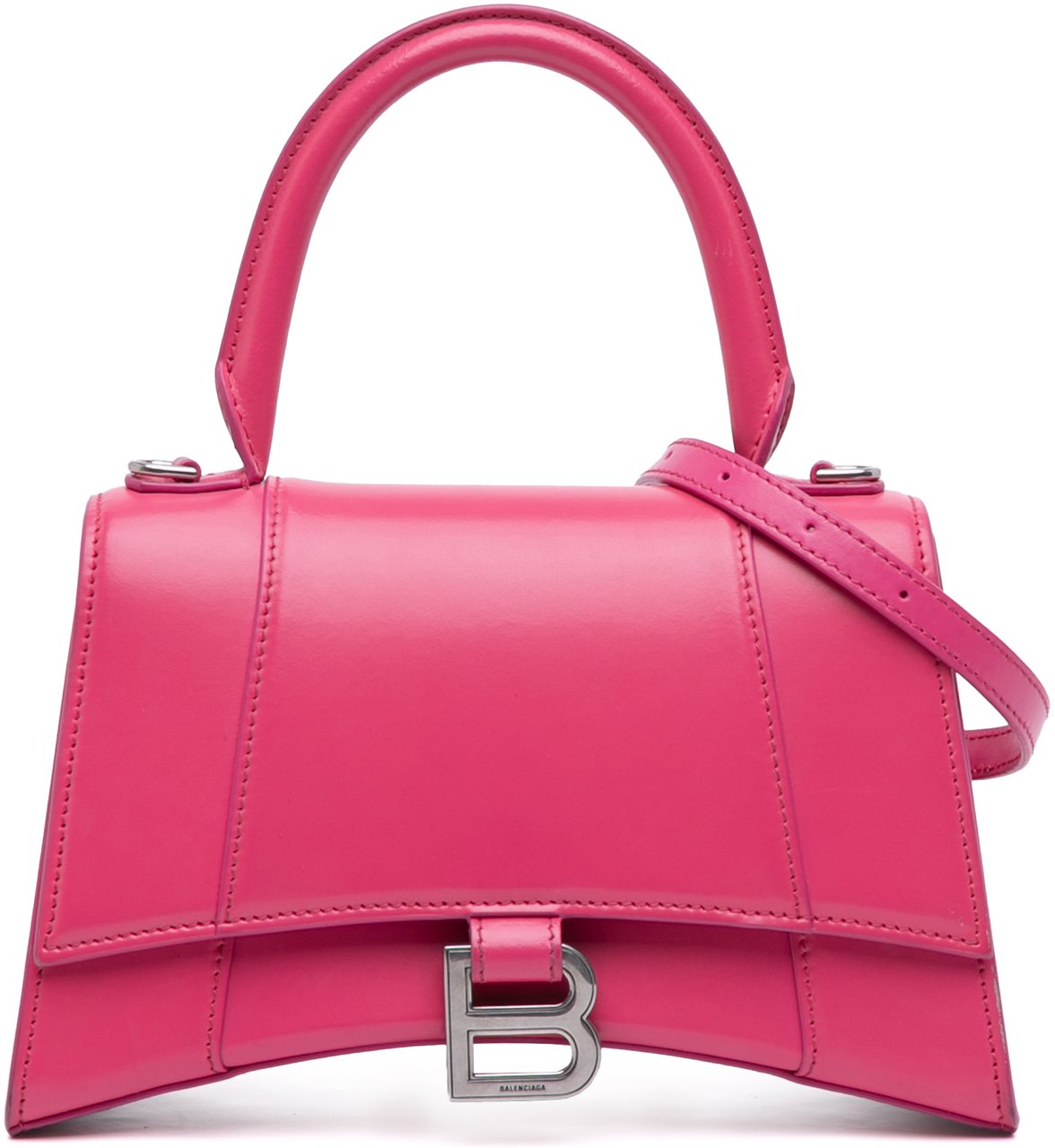 Balenciaga Small Shiny Box Calfskin Hourglass Satchel Roze