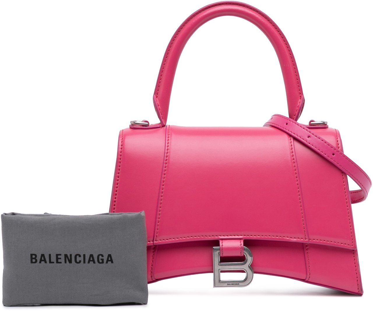 Balenciaga Small Shiny Box Calfskin Hourglass Satchel Roze