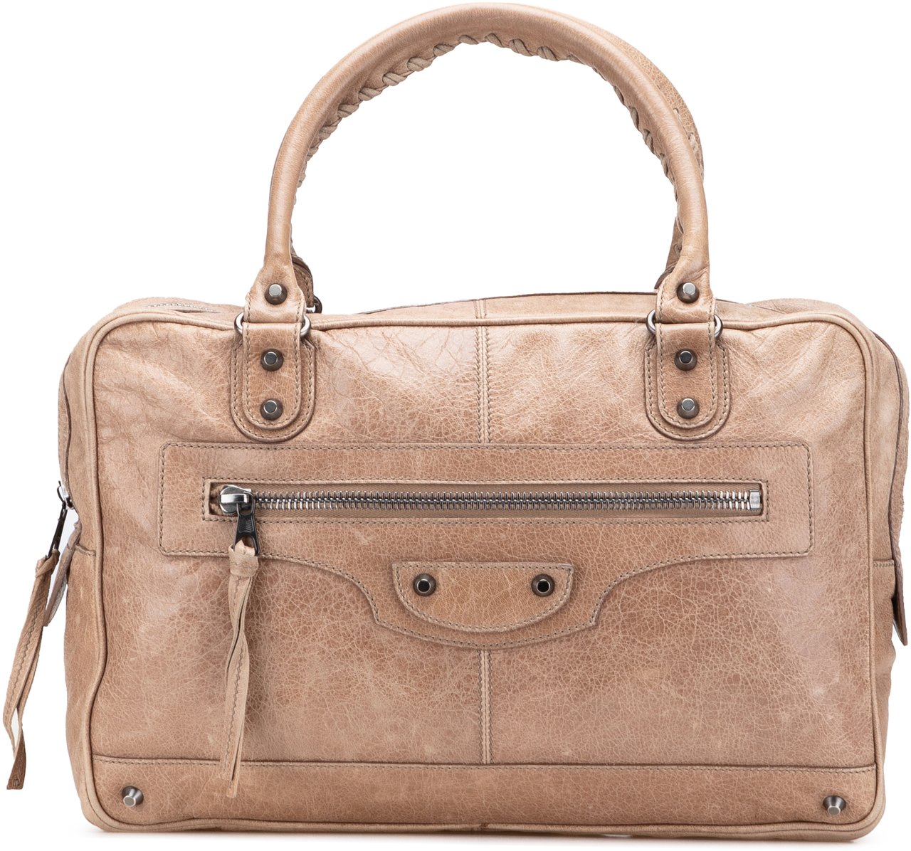 Balenciaga Mini Lambskin Motocross Classic Folder Business Bag Bruin