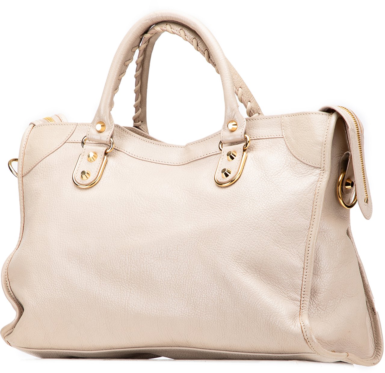 Balenciaga Chevre Motocross Classic Metallic Edge City Satchel Bruin