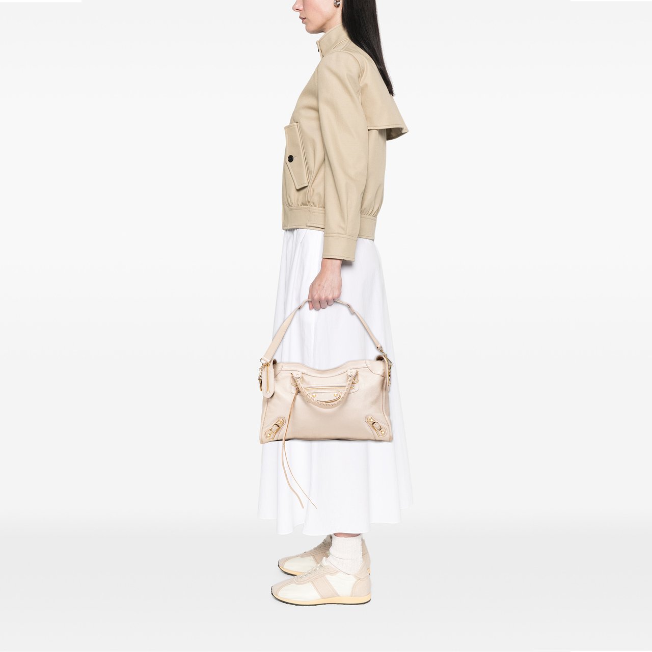 Balenciaga Chevre Motocross Classic Metallic Edge City Satchel Bruin