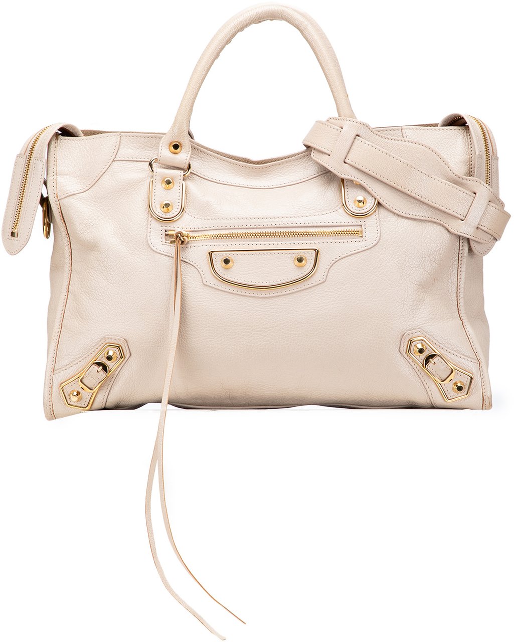 Balenciaga Chevre Motocross Classic Metallic Edge City Satchel Bruin