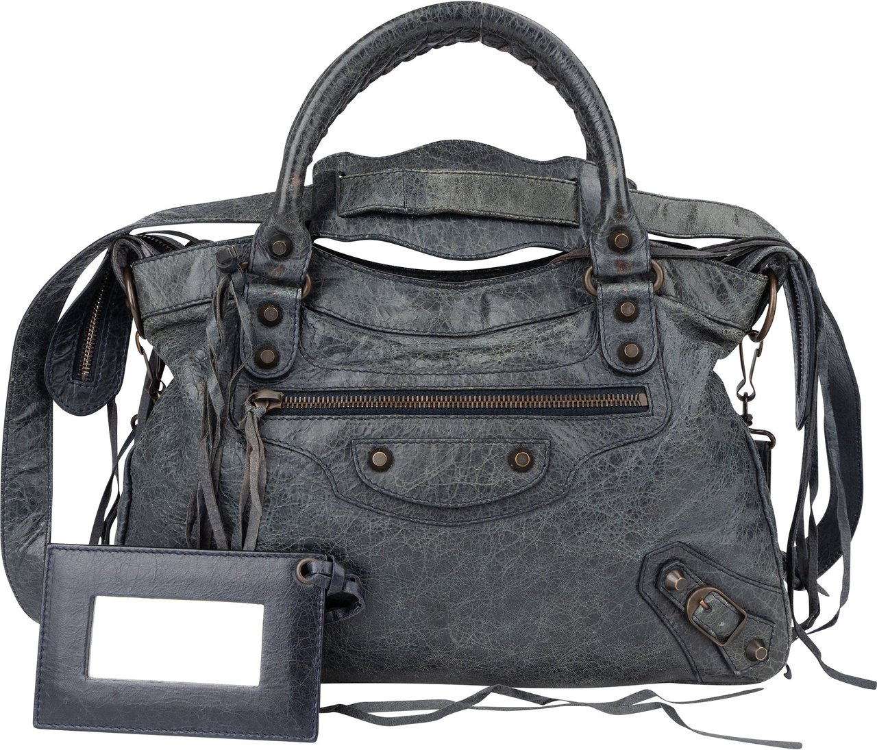Balenciaga Balenciaga Leather City Crossbody Bag Blauw