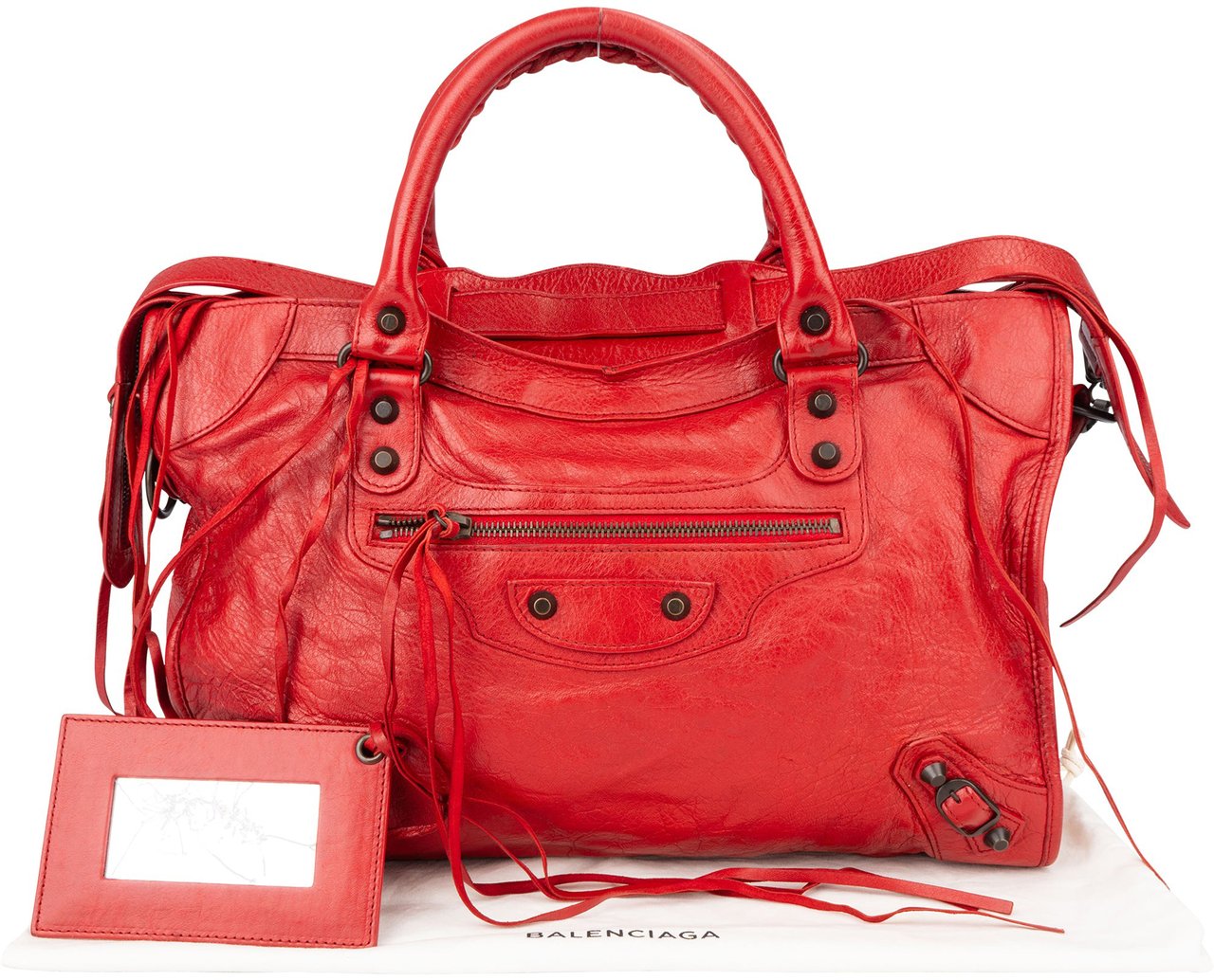 Balenciaga Balenciaga Red Leather City Handbag Rood