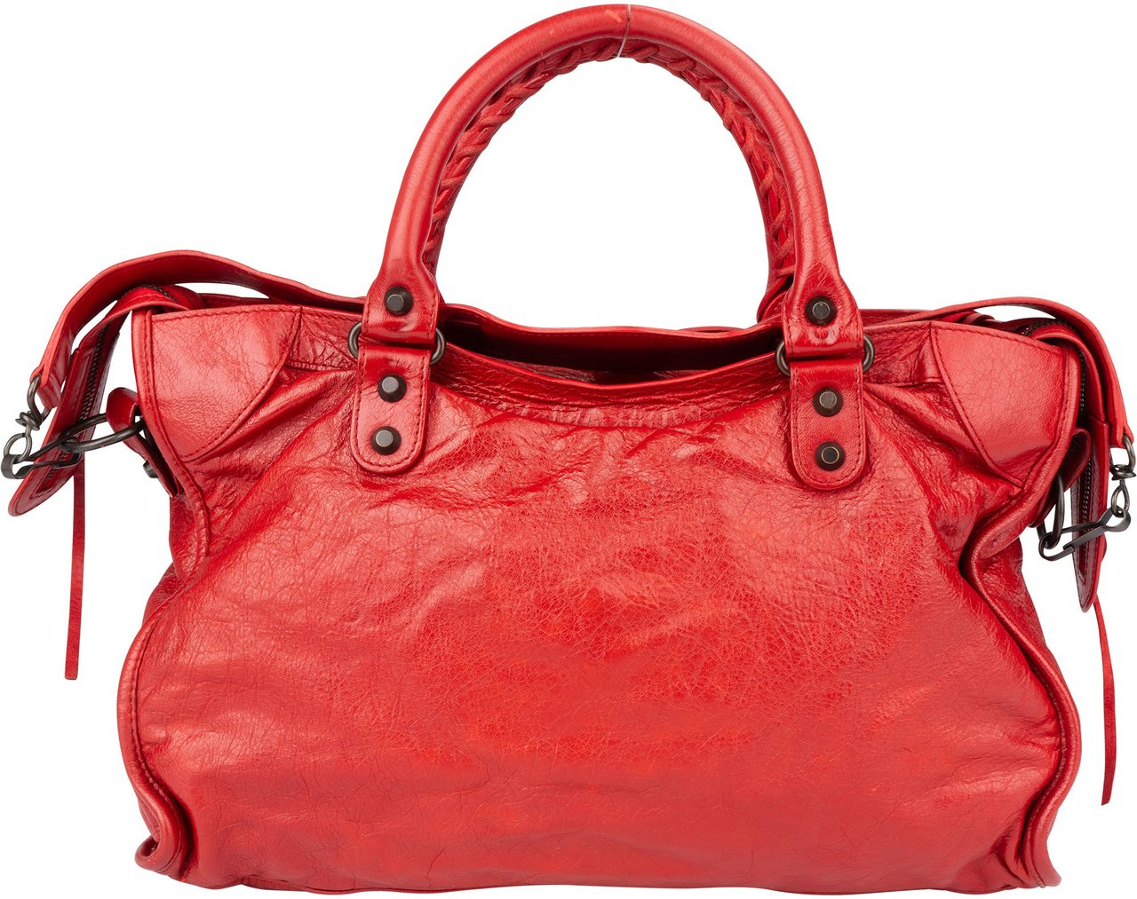 Balenciaga Balenciaga Red Leather City Handbag Rood