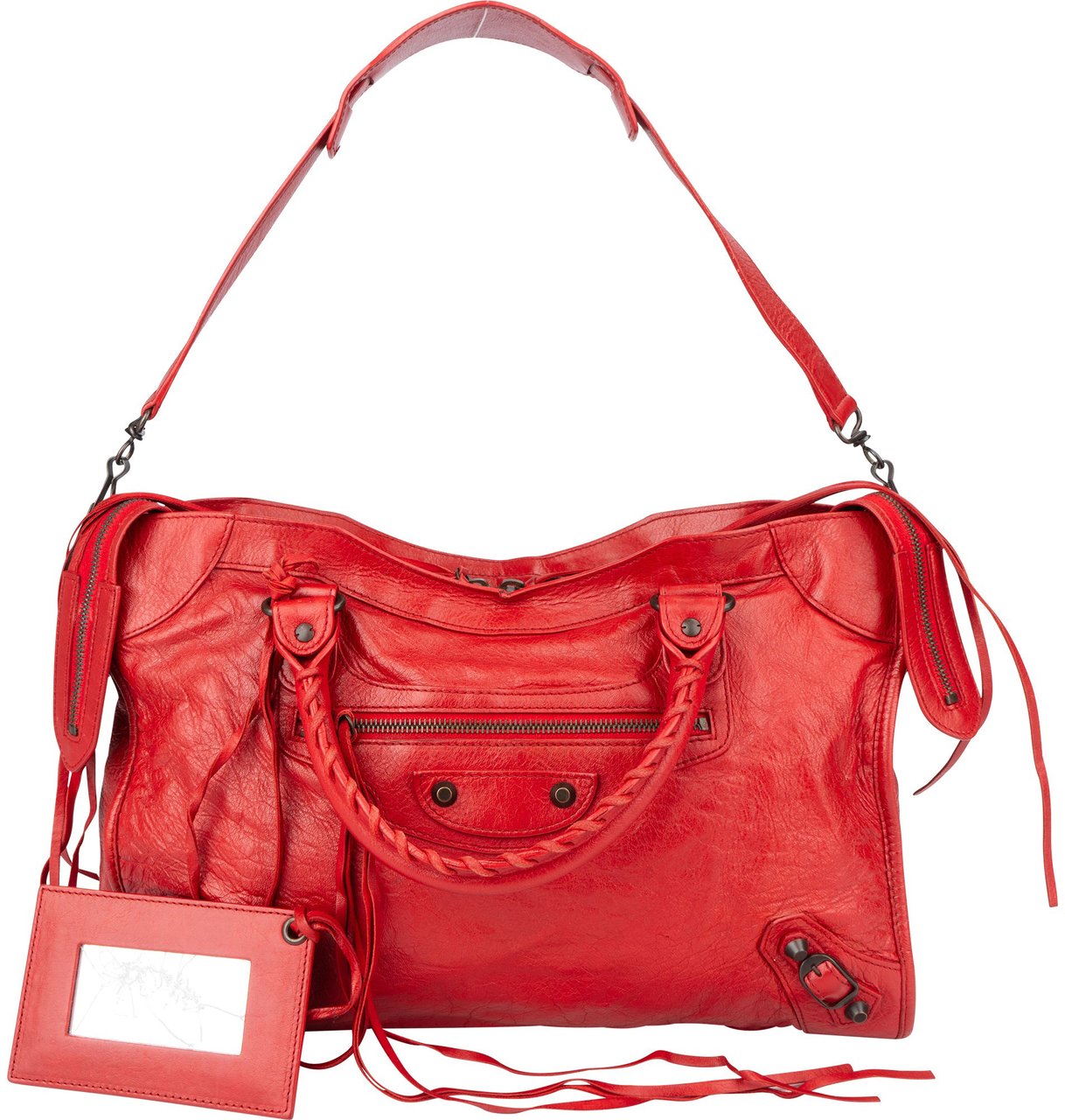 Balenciaga Balenciaga Red Leather City Handbag Rood