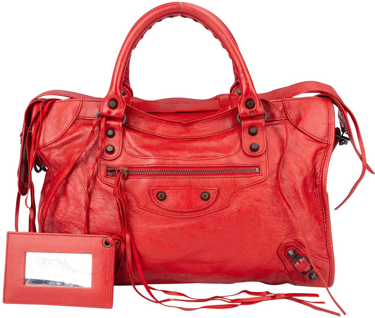 Balenciaga Balenciaga Red Leather City Handbag Rood