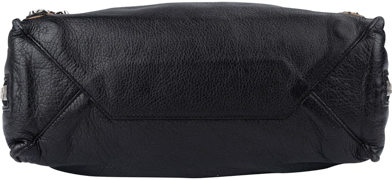 Balenciaga Black Grained Leather Small City Side Zip Tote Handbag Zwart