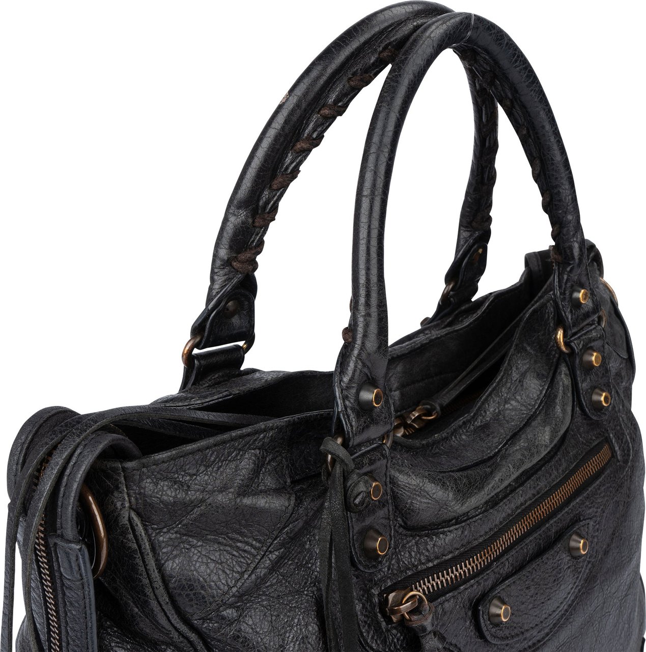 Balenciaga Balenciaga Black Leather City Handbag Zwart