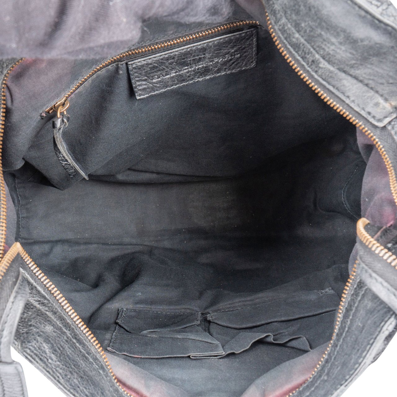 Balenciaga Balenciaga Black Leather City Handbag Zwart