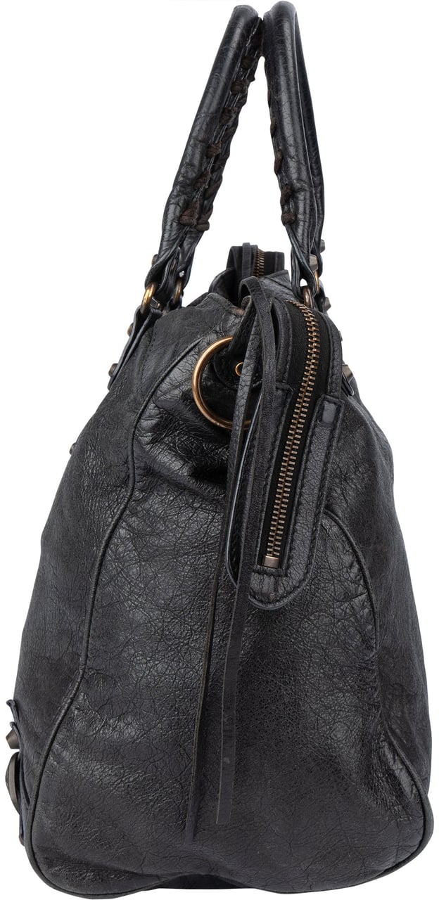 Balenciaga Balenciaga Black Leather City Handbag Zwart