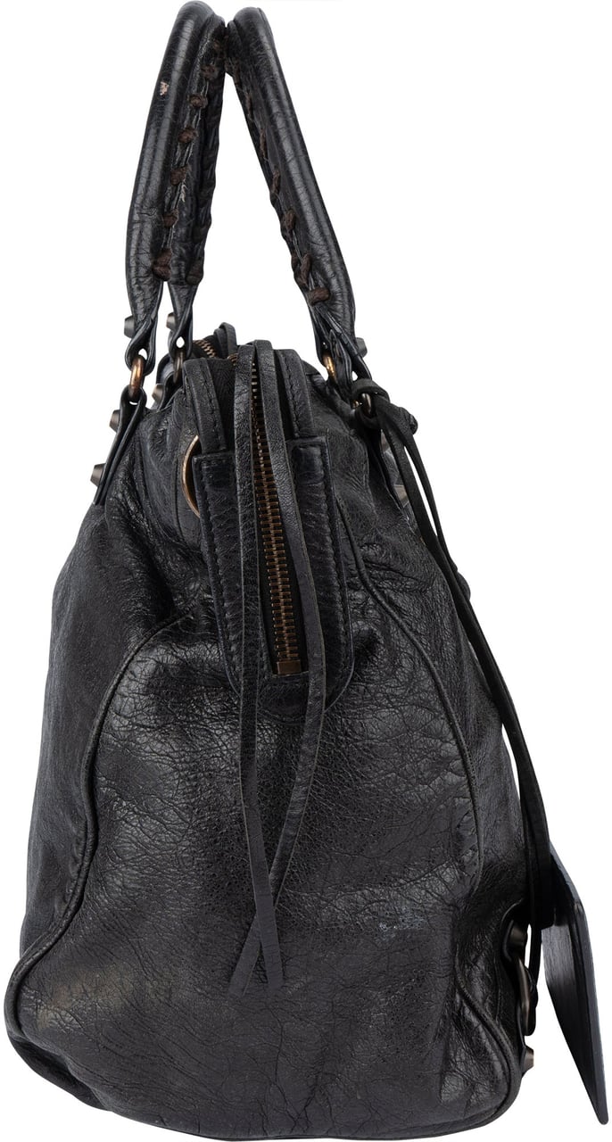 Balenciaga Balenciaga Black Leather City Handbag Zwart