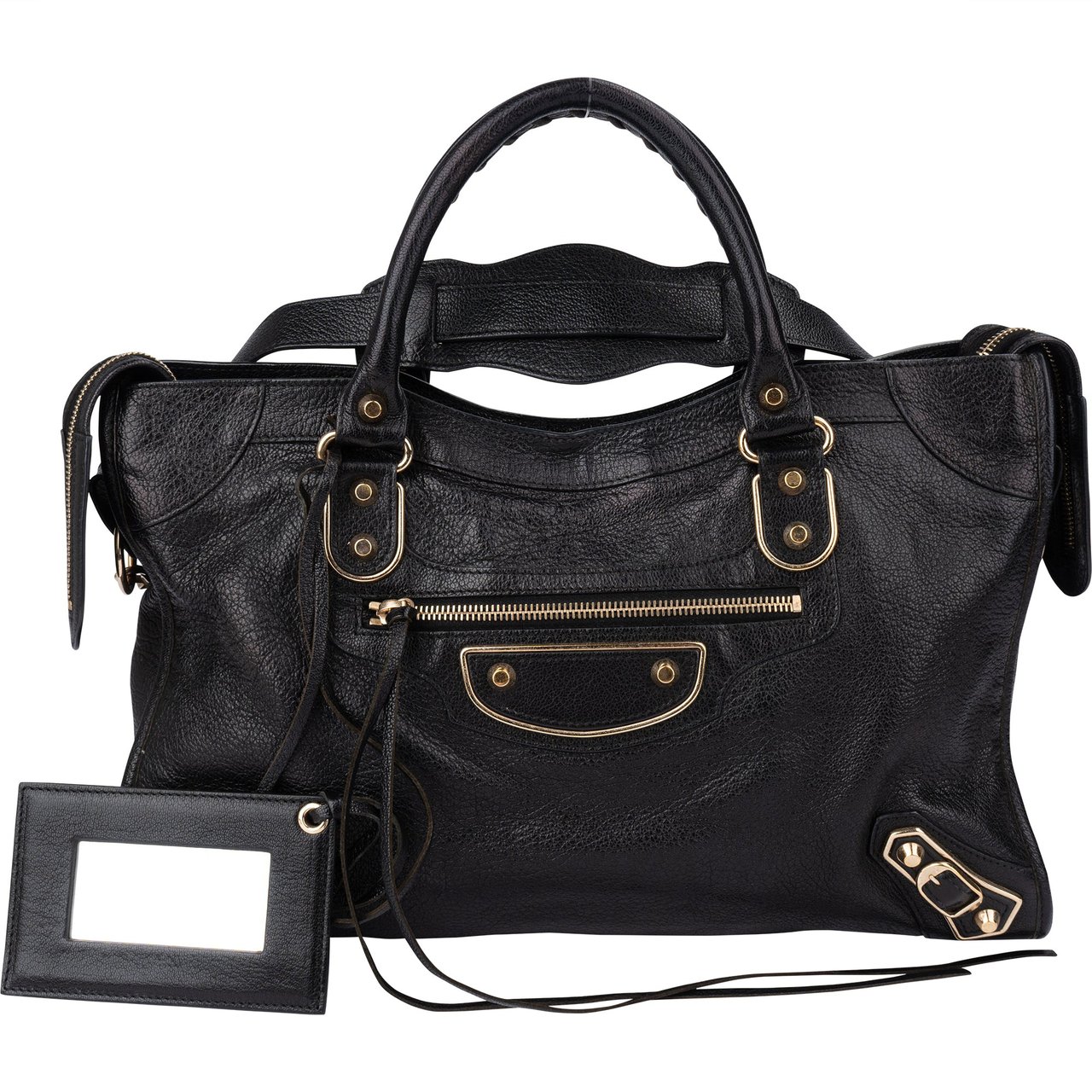 Balenciaga Balenciaga Black Leather City Handbag Zwart
