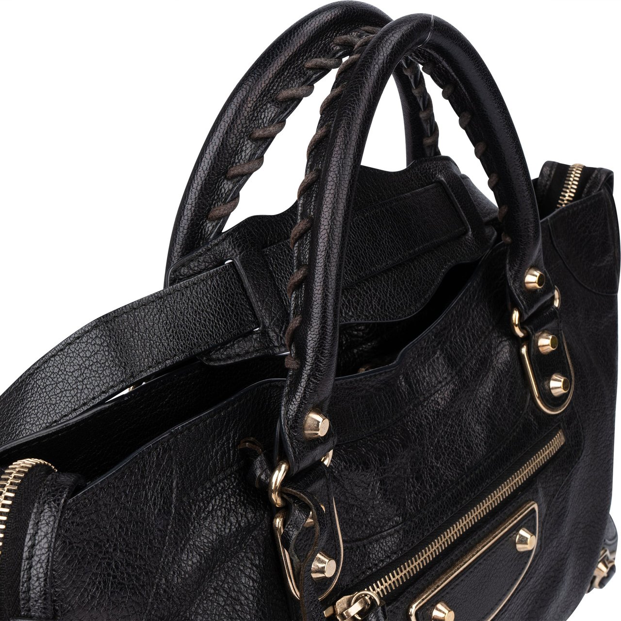 Balenciaga Balenciaga Black Leather City Handbag Zwart